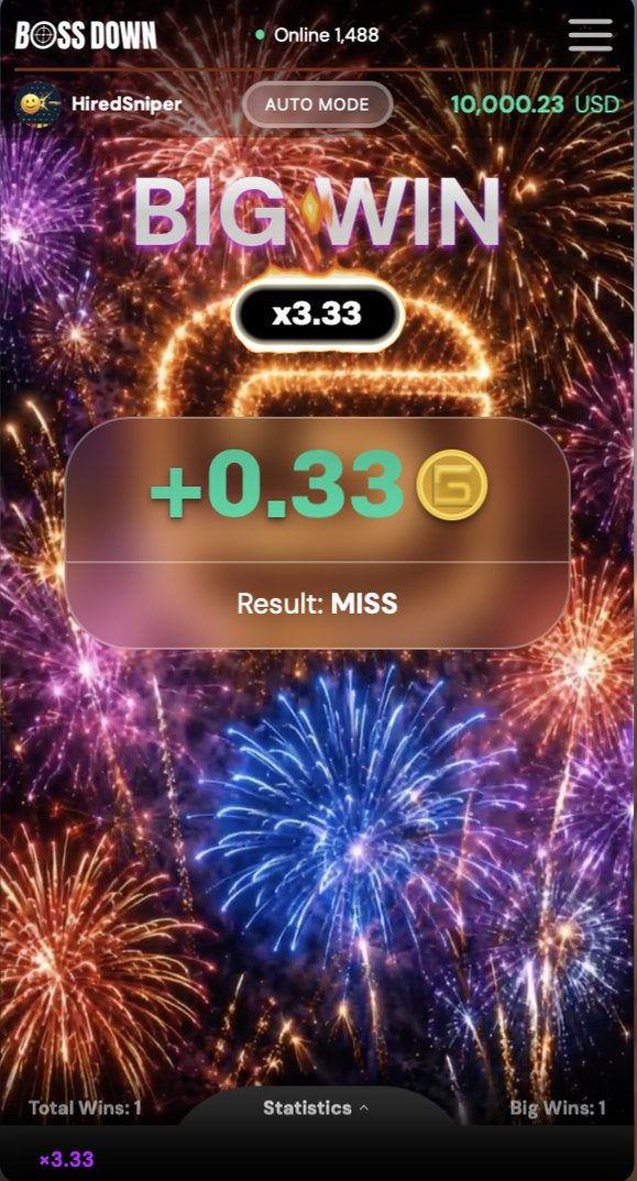 Boss Down — BIG WIN x3.33 on MISS