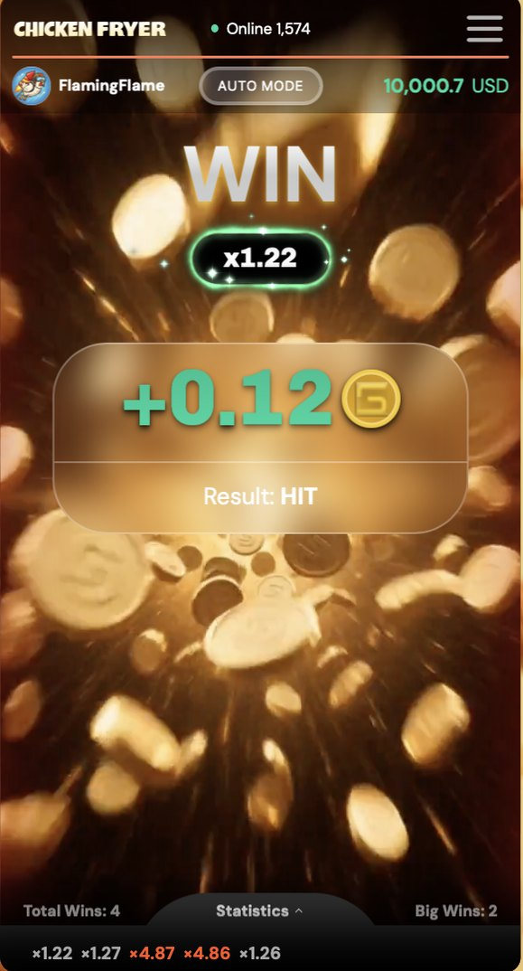 Chicken Fryer — Ending: WIN x1.22 on HIT