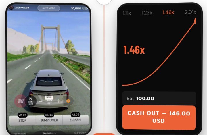 Smash or Cash round next to a crash game multiplier curve